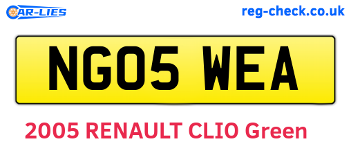 NG05WEA are the vehicle registration plates.