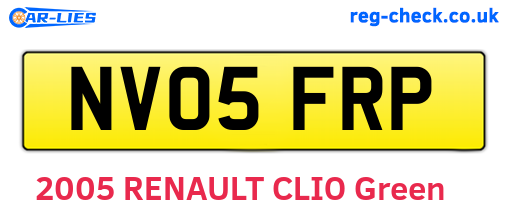 NV05FRP are the vehicle registration plates.