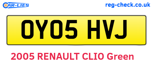OY05HVJ are the vehicle registration plates.