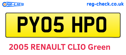 PY05HPO are the vehicle registration plates.