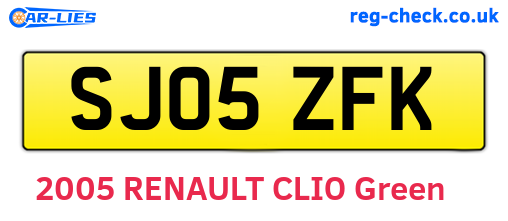SJ05ZFK are the vehicle registration plates.