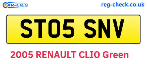 ST05SNV are the vehicle registration plates.
