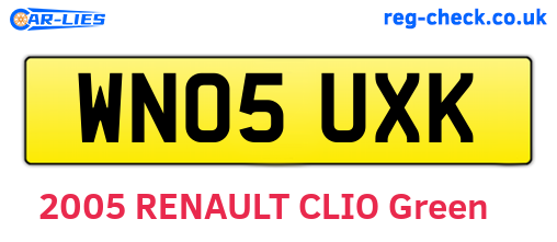 WN05UXK are the vehicle registration plates.