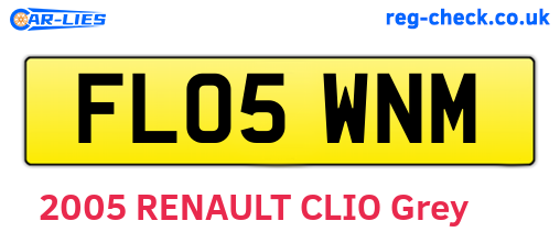 FL05WNM are the vehicle registration plates.