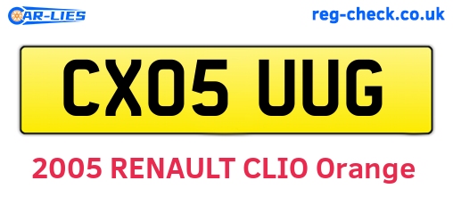CX05UUG are the vehicle registration plates.
