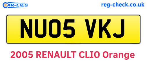 NU05VKJ are the vehicle registration plates.