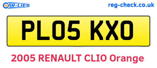 PL05KXO are the vehicle registration plates.
