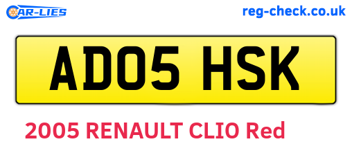 AD05HSK are the vehicle registration plates.