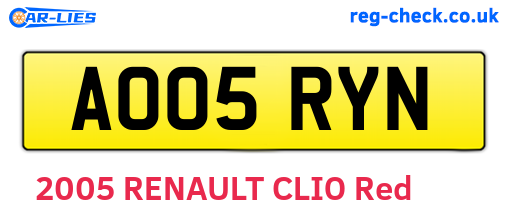 AO05RYN are the vehicle registration plates.