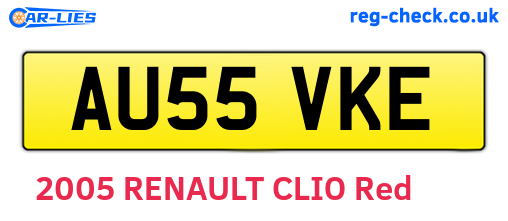 AU55VKE are the vehicle registration plates.