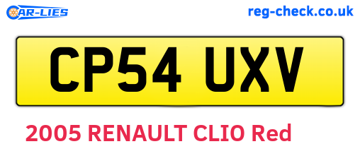 CP54UXV are the vehicle registration plates.