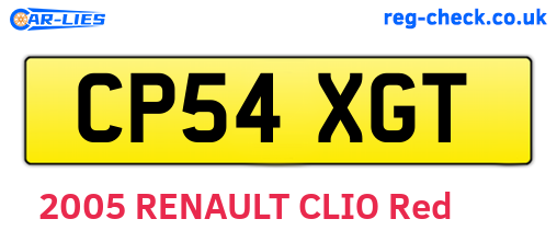 CP54XGT are the vehicle registration plates.