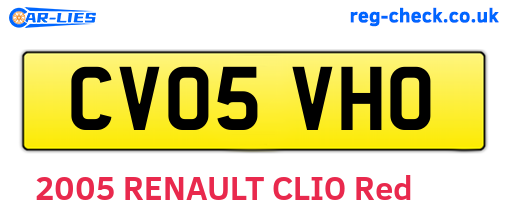 CV05VHO are the vehicle registration plates.