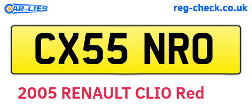 CX55NRO are the vehicle registration plates.