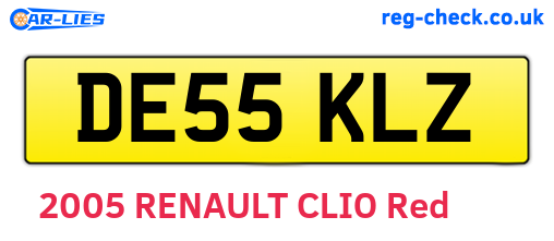 DE55KLZ are the vehicle registration plates.