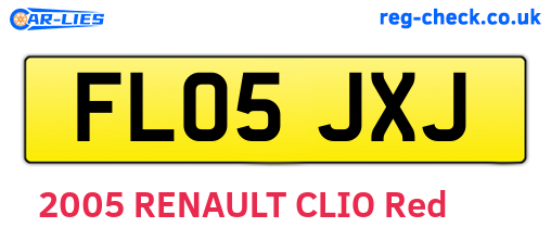 FL05JXJ are the vehicle registration plates.