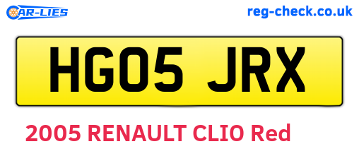 HG05JRX are the vehicle registration plates.