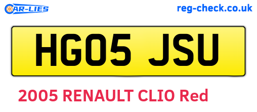 HG05JSU are the vehicle registration plates.