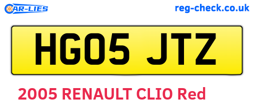 HG05JTZ are the vehicle registration plates.