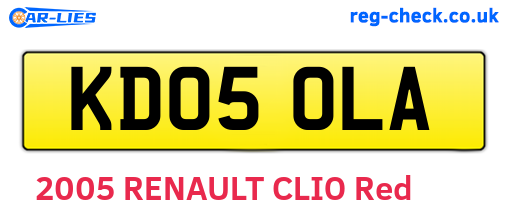 KD05OLA are the vehicle registration plates.