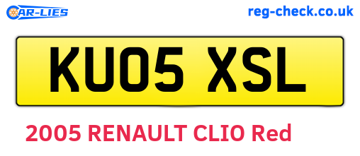 KU05XSL are the vehicle registration plates.