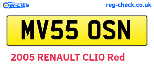 MV55OSN are the vehicle registration plates.