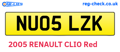 NU05LZK are the vehicle registration plates.