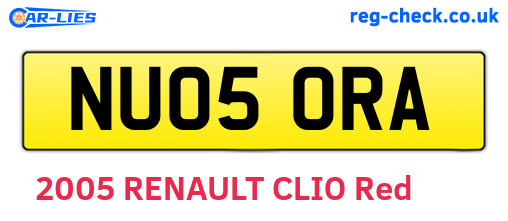 NU05ORA are the vehicle registration plates.
