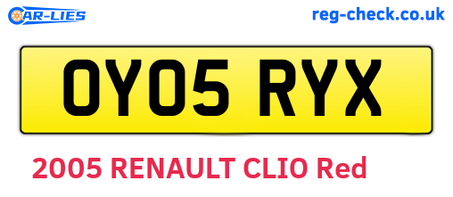 OY05RYX are the vehicle registration plates.
