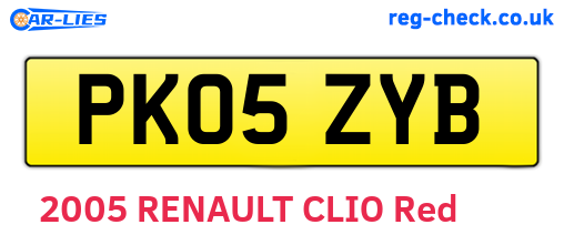 PK05ZYB are the vehicle registration plates.