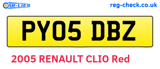 PY05DBZ are the vehicle registration plates.