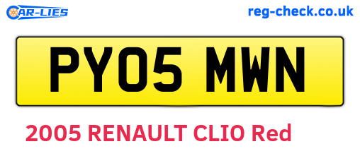 PY05MWN are the vehicle registration plates.