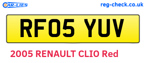 RF05YUV are the vehicle registration plates.
