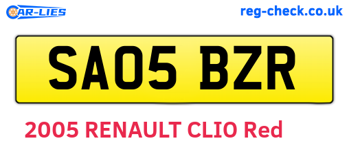 SA05BZR are the vehicle registration plates.