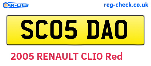 SC05DAO are the vehicle registration plates.