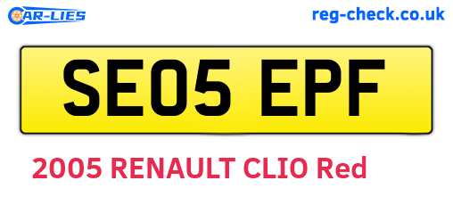 SE05EPF are the vehicle registration plates.