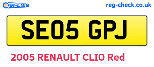 SE05GPJ are the vehicle registration plates.
