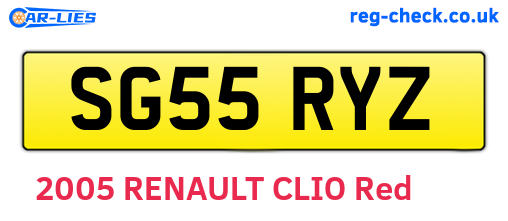 SG55RYZ are the vehicle registration plates.