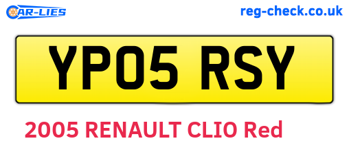 YP05RSY are the vehicle registration plates.