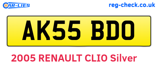 AK55BDO are the vehicle registration plates.