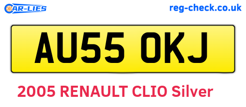 AU55OKJ are the vehicle registration plates.