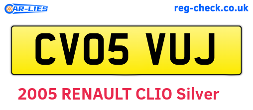 CV05VUJ are the vehicle registration plates.