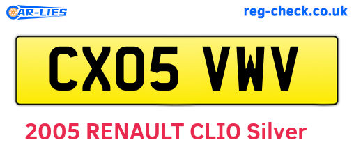 CX05VWV are the vehicle registration plates.