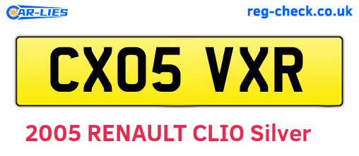 CX05VXR are the vehicle registration plates.