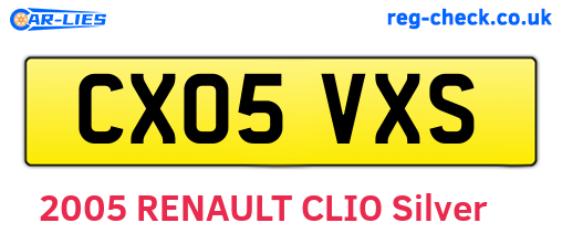 CX05VXS are the vehicle registration plates.
