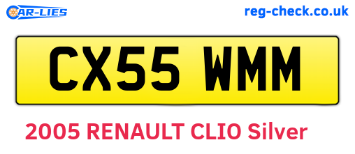 CX55WMM are the vehicle registration plates.