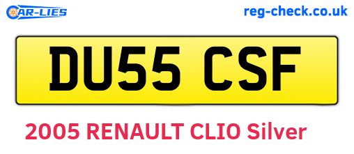 DU55CSF are the vehicle registration plates.