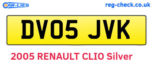 DV05JVK are the vehicle registration plates.