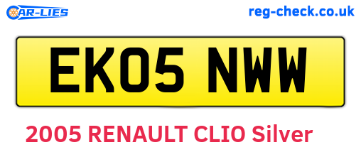 EK05NWW are the vehicle registration plates.