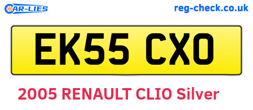 EK55CXO are the vehicle registration plates.